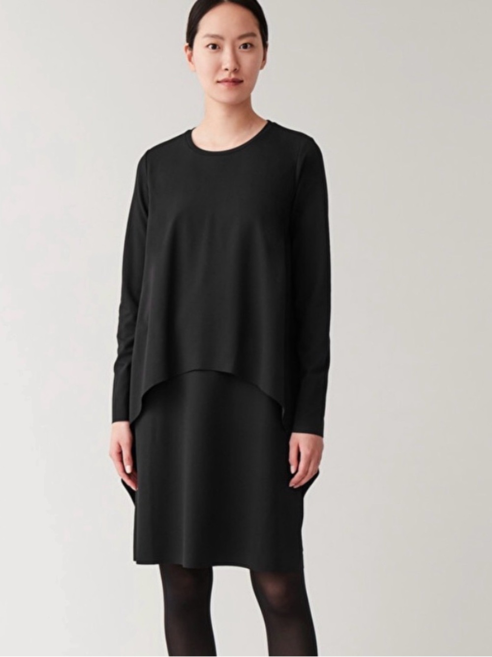 COS Layered Long-Sleeve Dress M Capsule Minimalist Modern Timeless Workwear